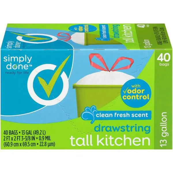 40-Count 13 Gallon Fresh Scented White Kitchen Trash Bag