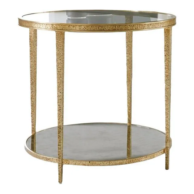 Modern History Sculpture Round Table - Antique Brass