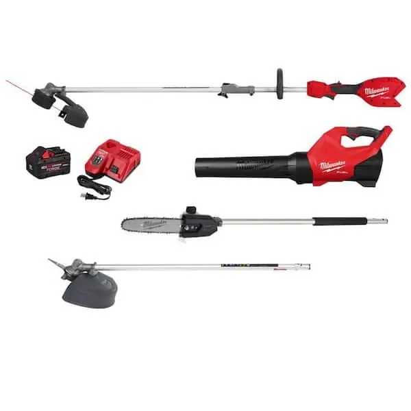 M18 FUEL 18V 16 in. Brushless Cordless QUIK-LOK String Trimmer/Blower Combo Kit w/ Brush Cutter & Pole Saw Attachments