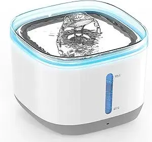 Cat Water Fountain, 100oz/3L Wireless Pet Water Fountain Battery Operated, Water Fountains for Cats Indoor with Motion Sensor, 5-Stage Filtration, Stainless Steel Tray, LED Light & BPA-Free