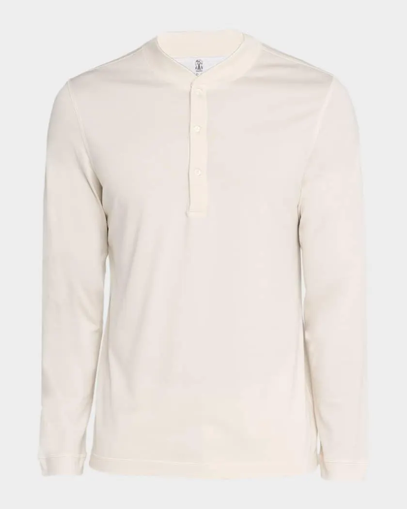 Men's Cotton Flat Knit Henley Shirt