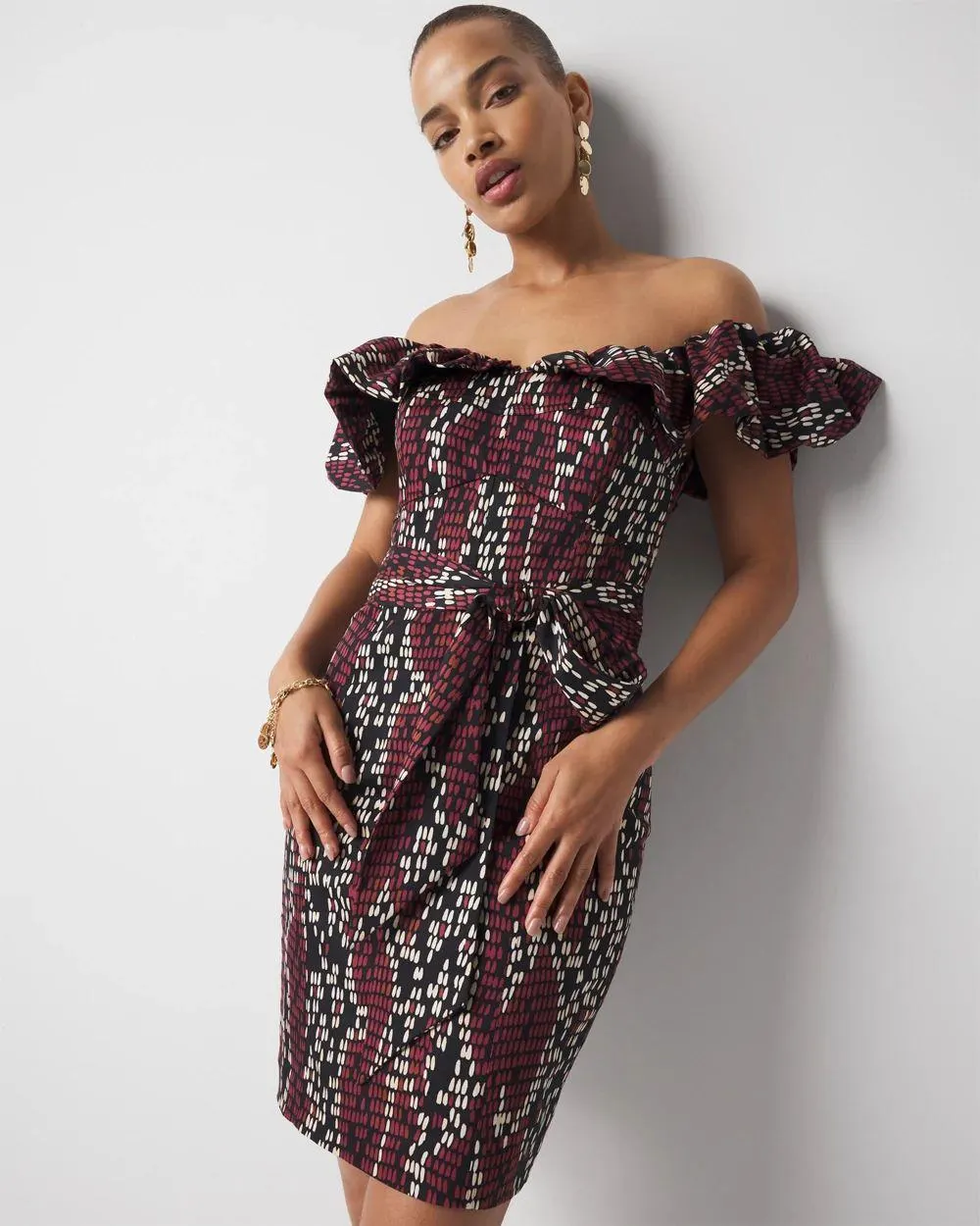 Off-the-Shoulder Poplin Mini Dress