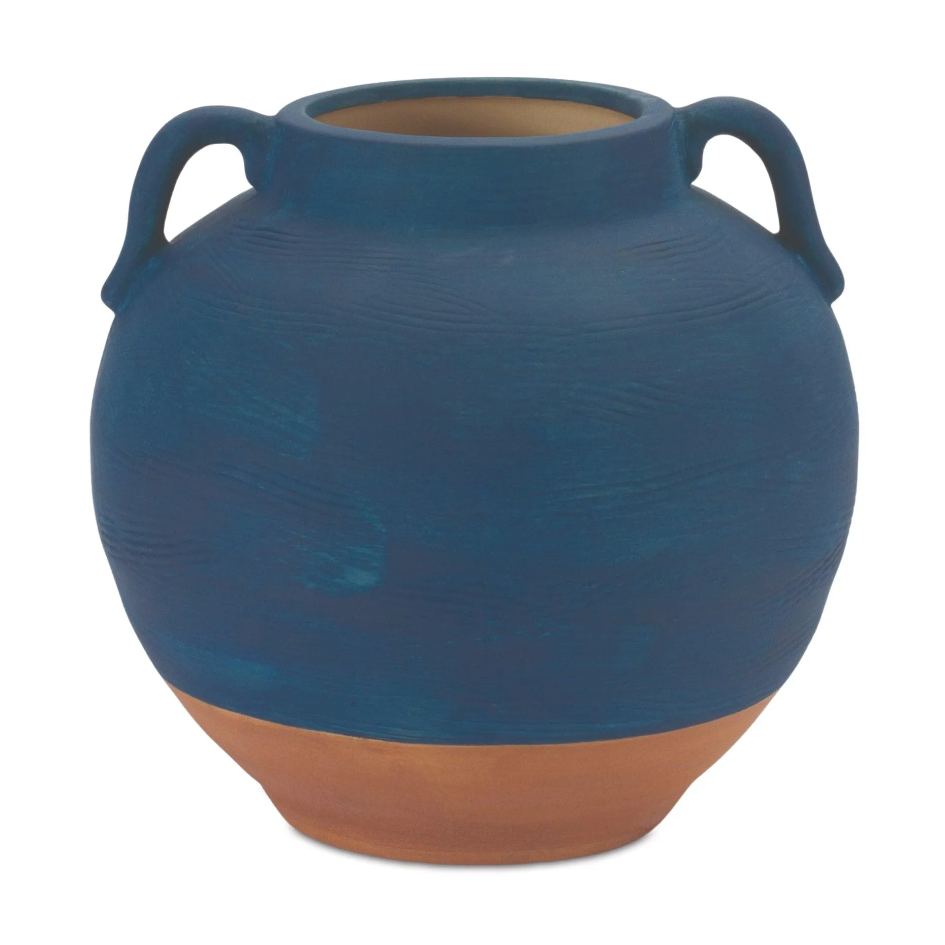 Ceramic 7" Urn Vase with Terra Cotta Accent