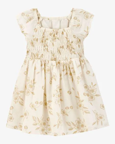 Baby Floral-Print Short-Sleeve Dress - Cream