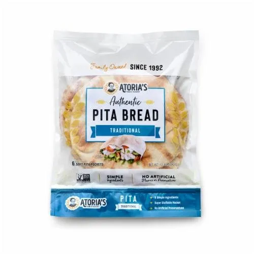Atoria's Family Bakery Traditional Pita Flatbread 8-Packs of 6 Flatbread (48 Flatbread)