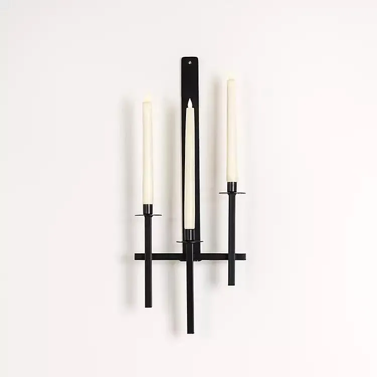 Black Metal Asymmetrical Taper Candle Sconce