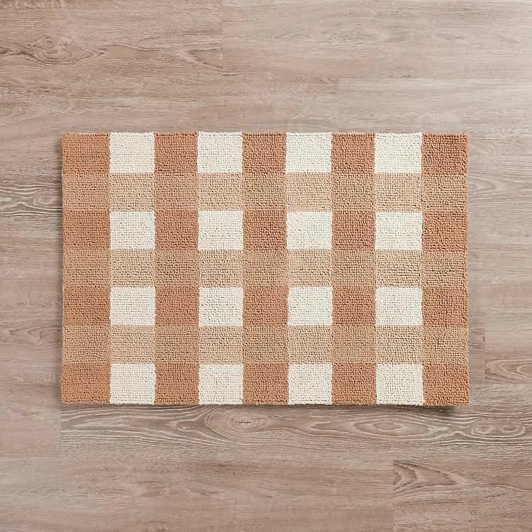Chocolate Plaid Hooked Accent Rug