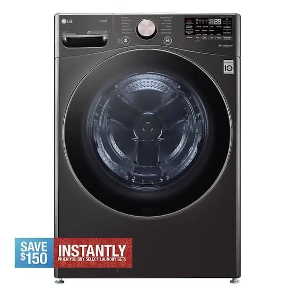 4.5 Cu. Ft. Stackable SMART Front Load Washer in Black Steel with Steam and TurboWash360 Technology