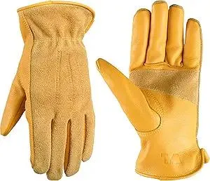 Wells Lamont Leather Work Gloves for Women – Cowhide, Abrasion & Puncture Resistant, Reinforced Palm – Durable, Snug Fit, Elastic Wrist – Farm Work & Gardening Gloves - Medium (1124VM)