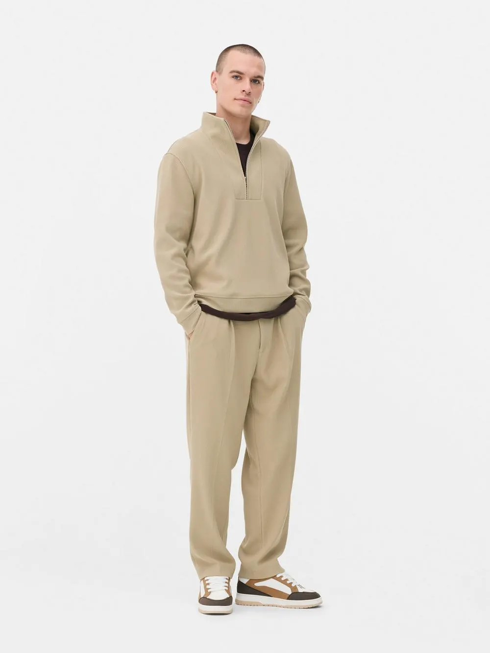 Quarter Zip Plisse Sweatshirt