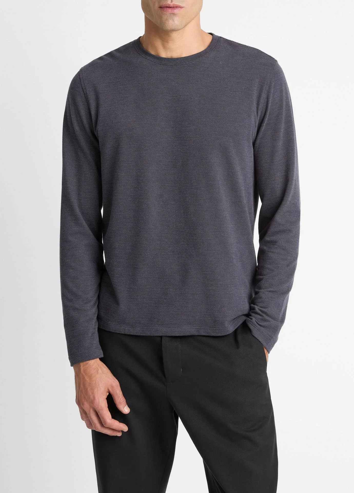 Birdseye Jacquard Pima Cotton Long-Sleeve T-Shirt