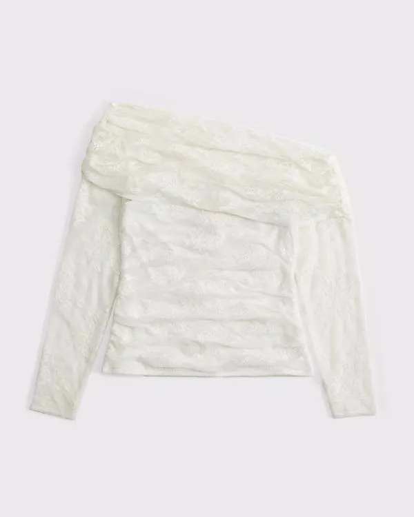 Asymmetrical Foldover Lace Top