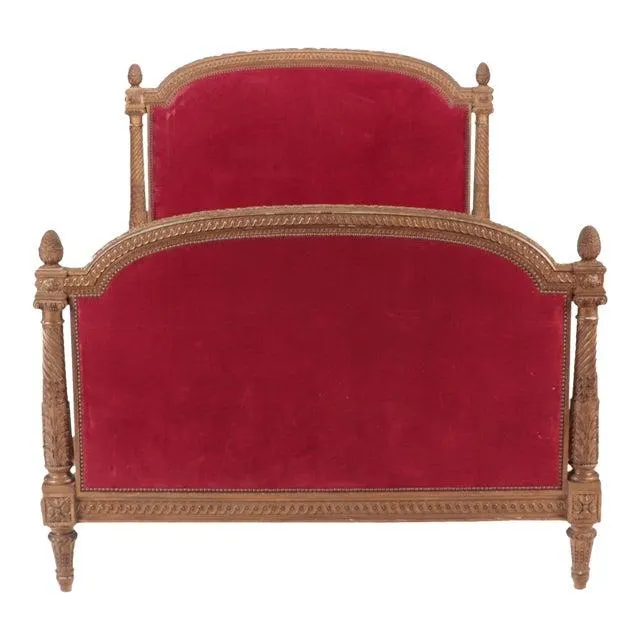 A French Giltwood Louis Xvi Style Full Size Bed C 1900.