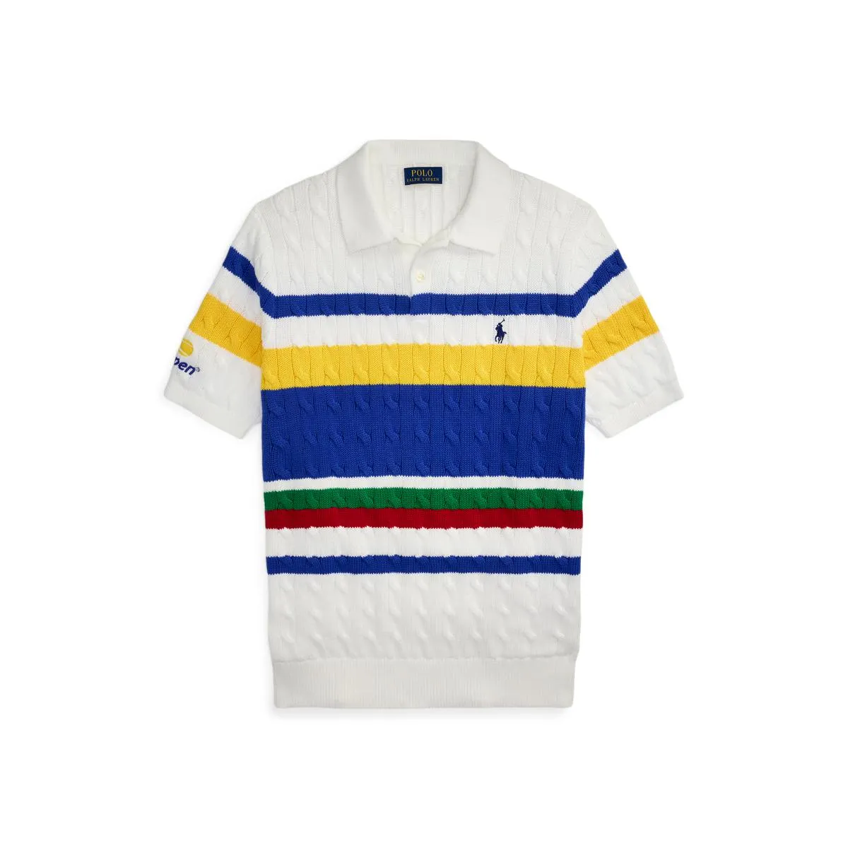 US Open Cable-Knit Polo-Collar Sweater