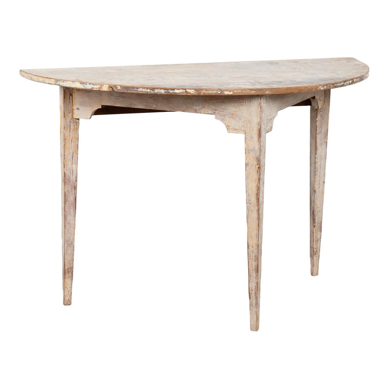 19th Century Swedish White Demi Lune Side Table Console