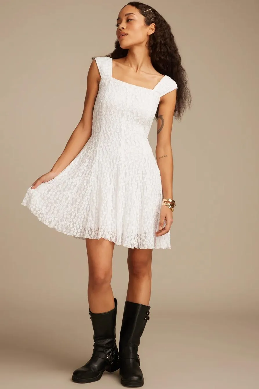 floral mesh mini dress