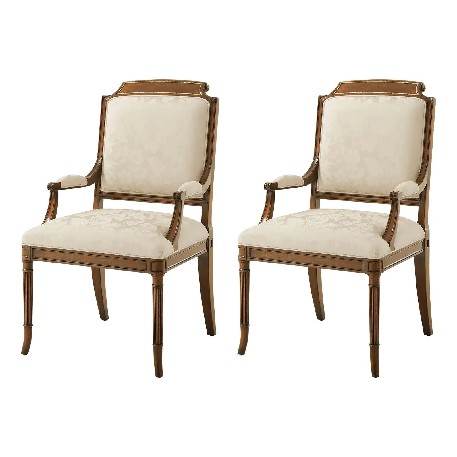 English Regency Style Dining Arm Chairs- Set of 2