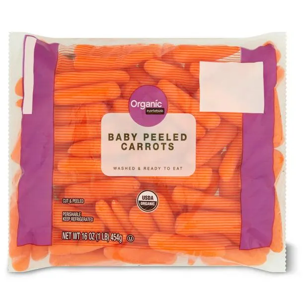 Organic Marketside Fresh Baby Peeled Carrots, 1 lb Bag
