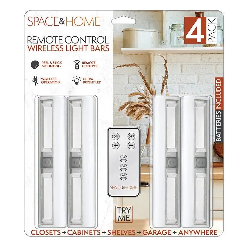 Space and Home Wireless LED Light Bars, 4-Pack