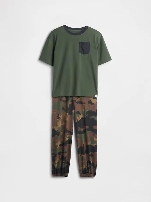 Kids Camo Recycled PJ Jogger Set