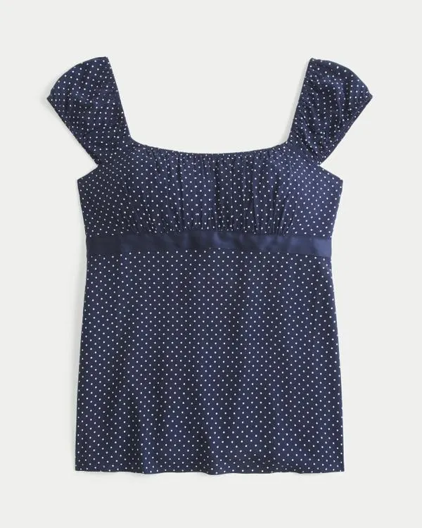 Easy Satin Tie Babydoll Top