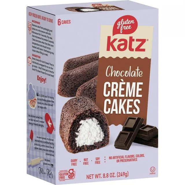 Katz Gluten Free Creme Cakes - Chocolate |Gluten Free, Dairy Free, Nut Free, Soy Free, Kosher | (1 Pack, 8.8 Ounce Each)