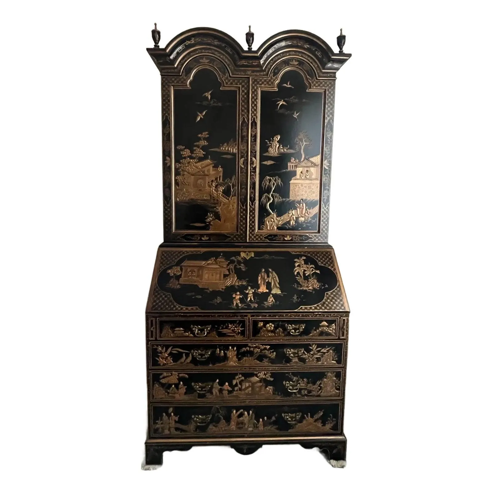 Burton-Ching Georgian Black & Gold Chinoiserie Secretary Desk