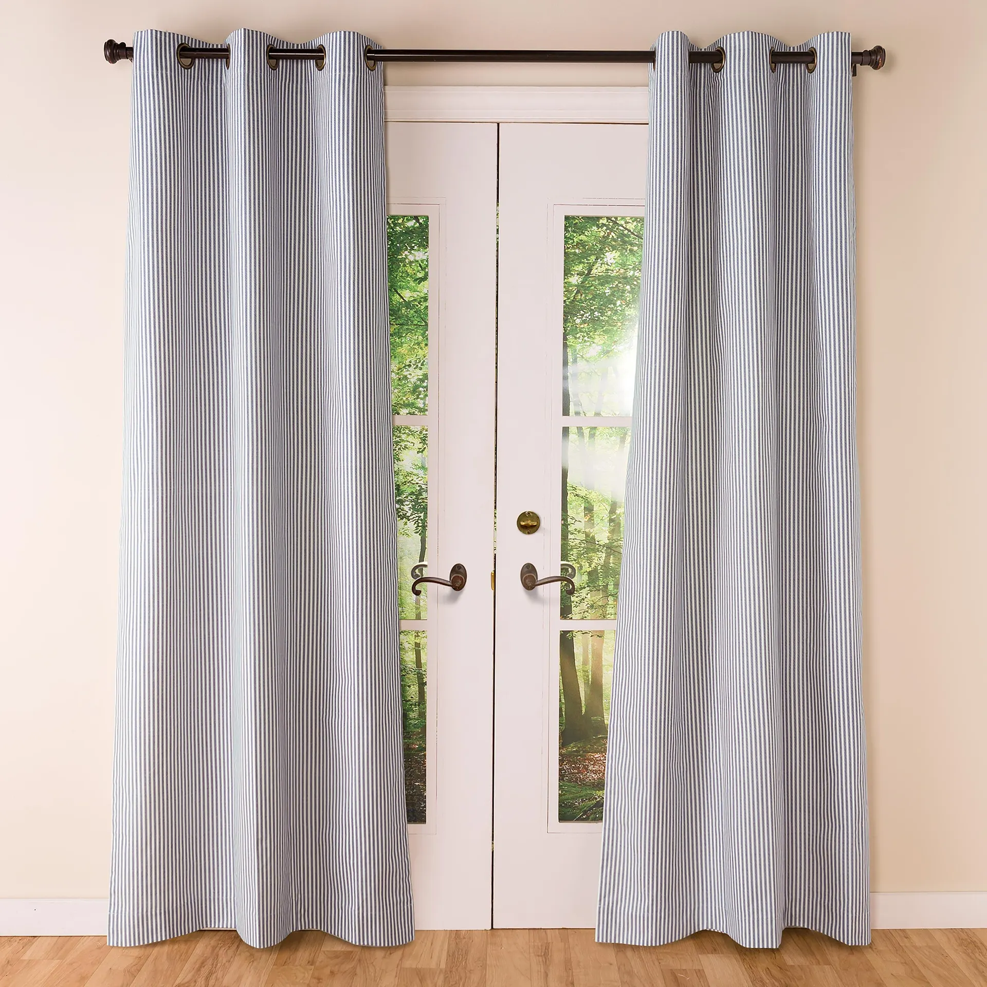 Thermalogic Insulated Ticking Stripe Grommet Top Curtain Pair, 95"L