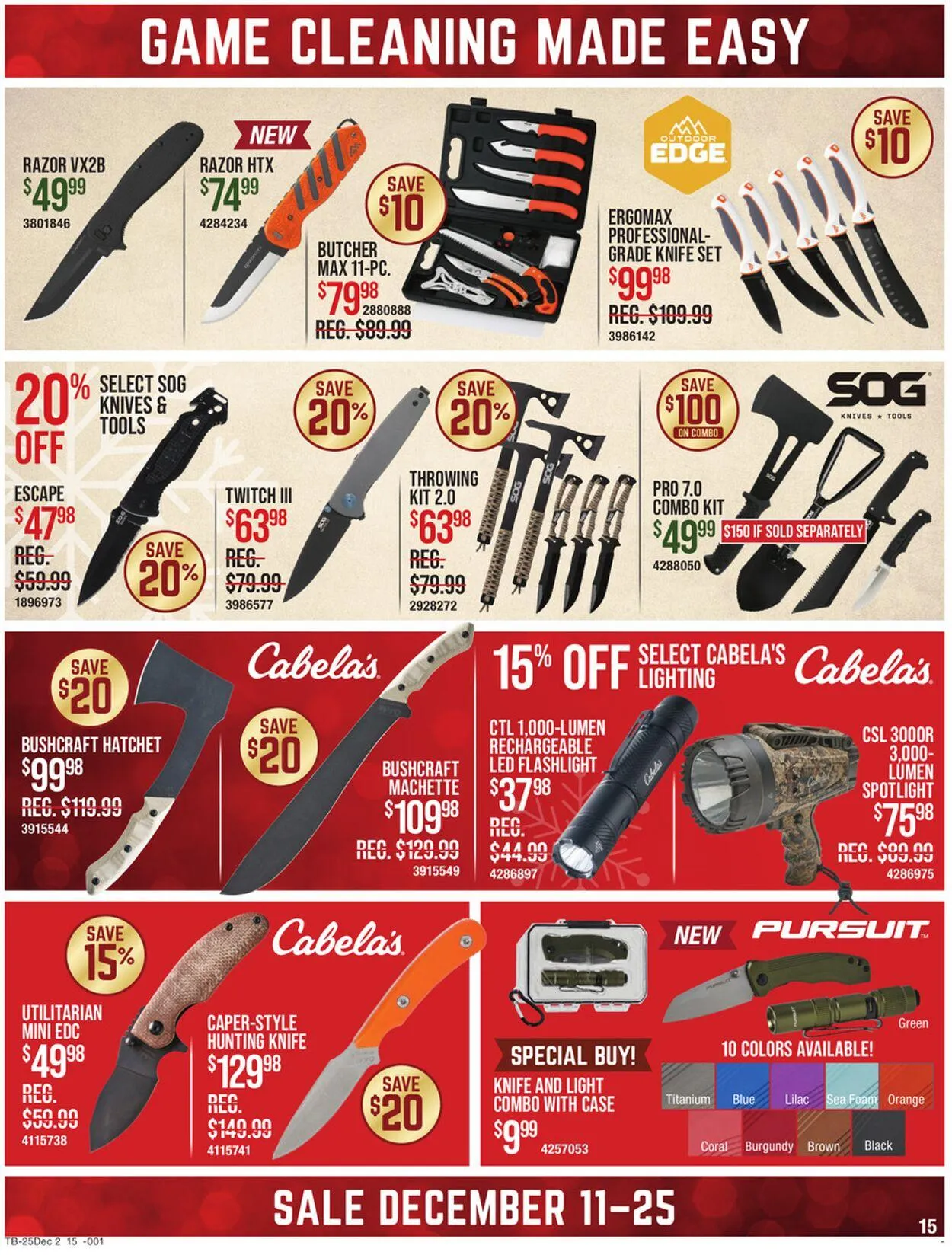 Weekly promotion Cabela's Current weekly ad spanning from December 11 to December 25 2025 - Page 15 for Catalogue 365