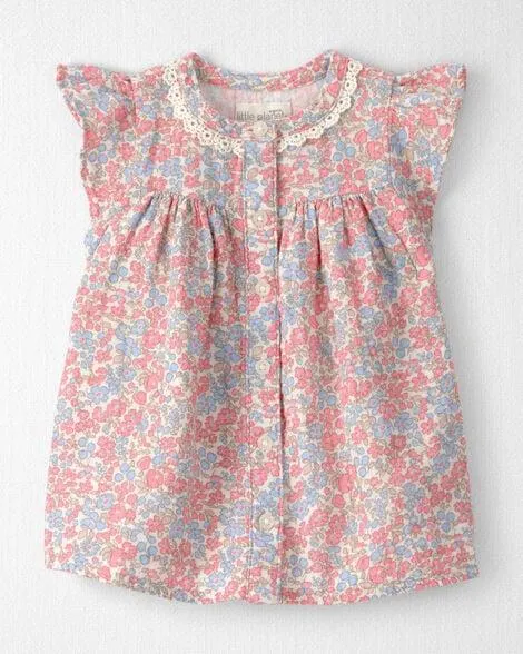 Baby Girl Organic Cotton Gauze Dress in Spring Floral Print