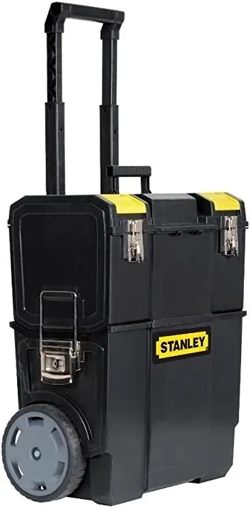 STANLEY 2 in 1 Rolling Toolbox with Pull Handle, Detachable Toolbox, Portable Tote Tray for Tools and Small Parts, 1-70-327