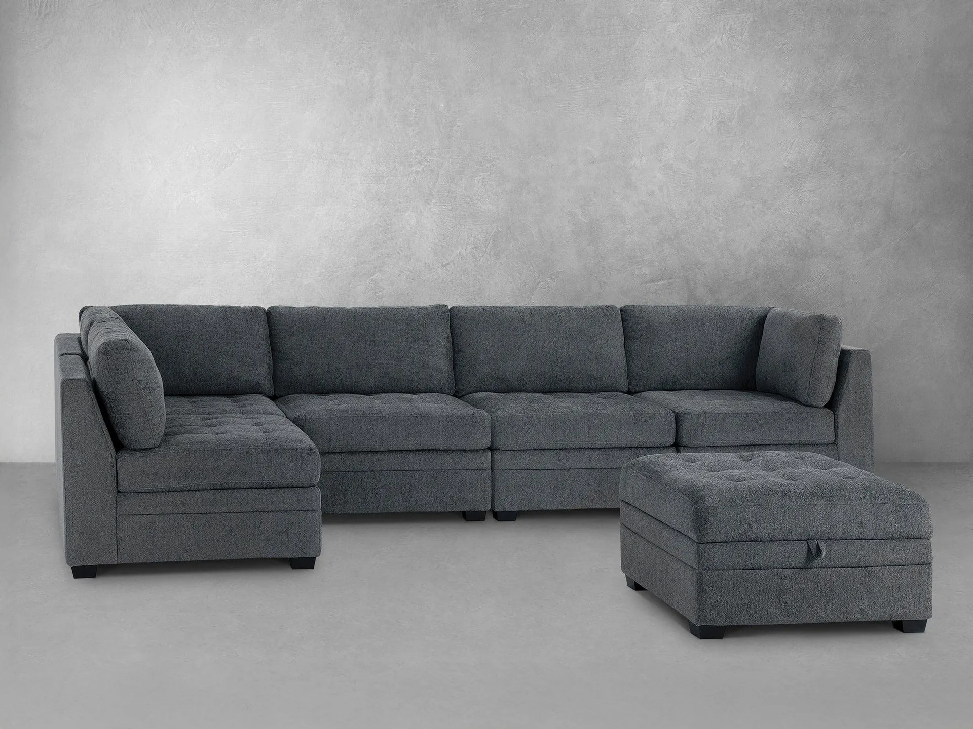 Nixon Fabric 6 Piece Modular Sectional Set - Gray