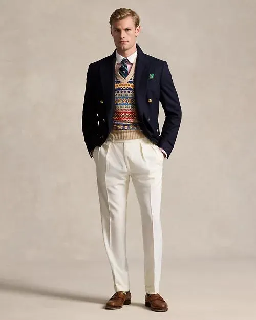 Pleated Wool Barathea Trouser