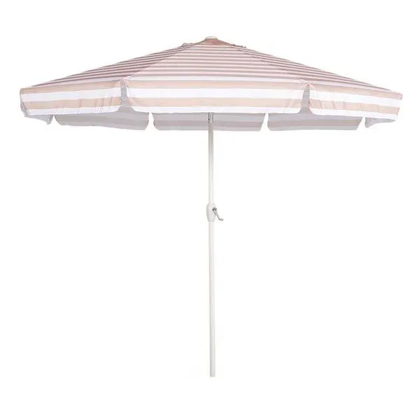 Premium Pink Awning Stripe Round Patio Umbrella, 9'