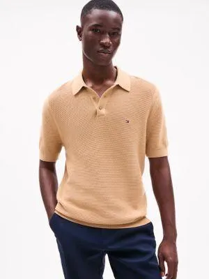 Rectangle Stitch Polo Sweater