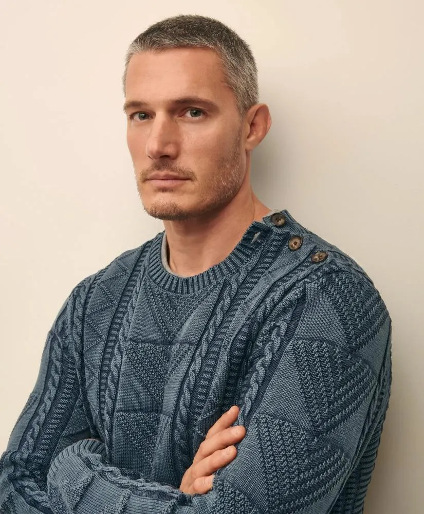 Supima® Cotton Gansey Knit Crewneck Sweater