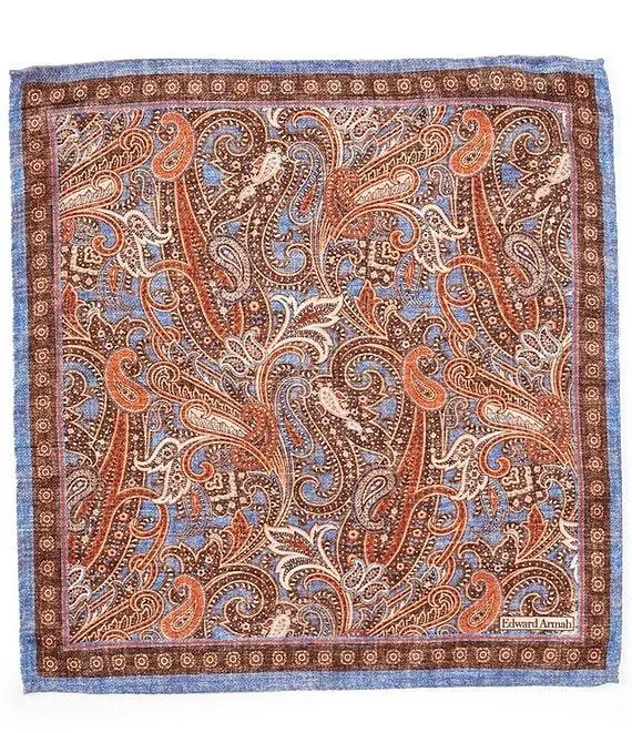 Classic Exploded Paisley Reversible Silk Pocket Square