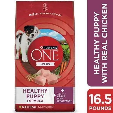 Purina ONE Natural, High Protein Dry Puppy Food, +Plus Healthy Puppy Formula - 16.5 Pound Bag