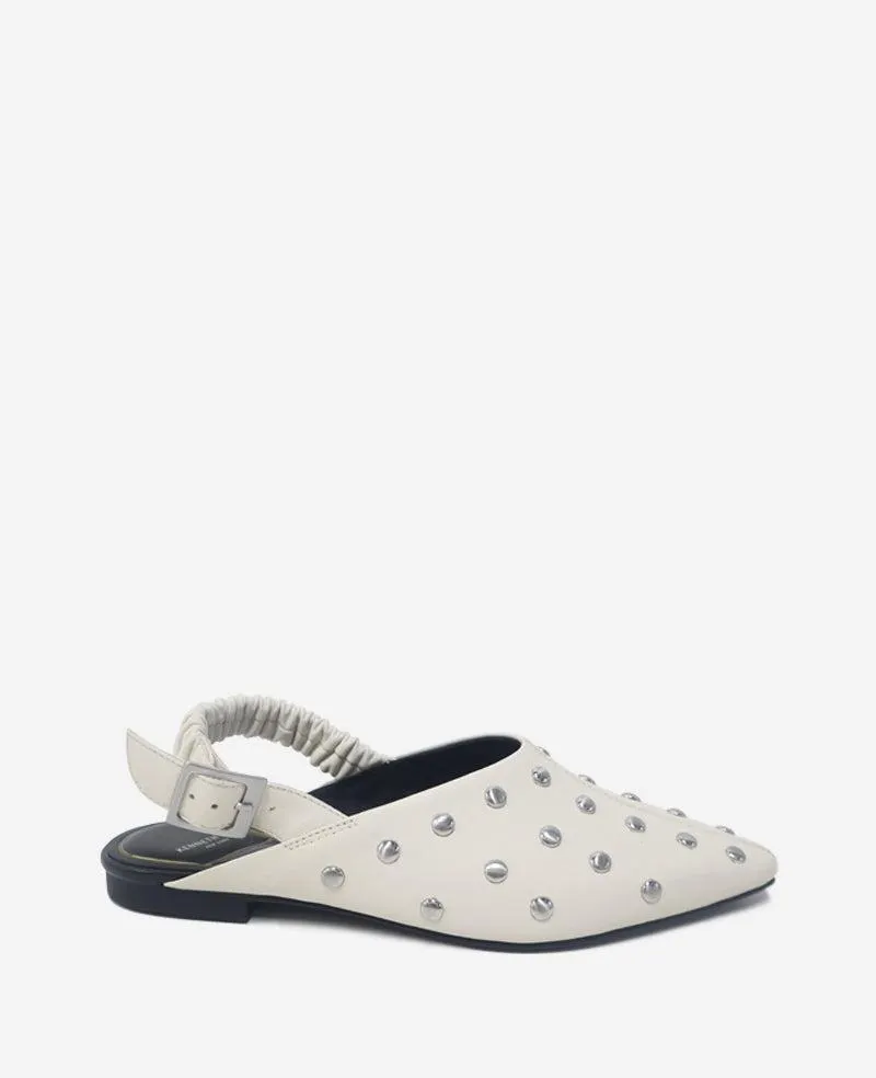 Nicola Studded Leather Slingback Sandal - VANILLA LEATHER