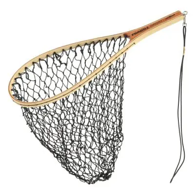 Frabill 11 in x 15 in Black Tear Drop Trout Vinylon Mesh Net w/ Wood Handle