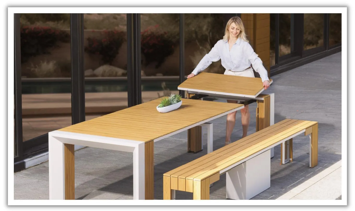 The Practical Transformer Outdoor Dining Set (Table + 1 bench)