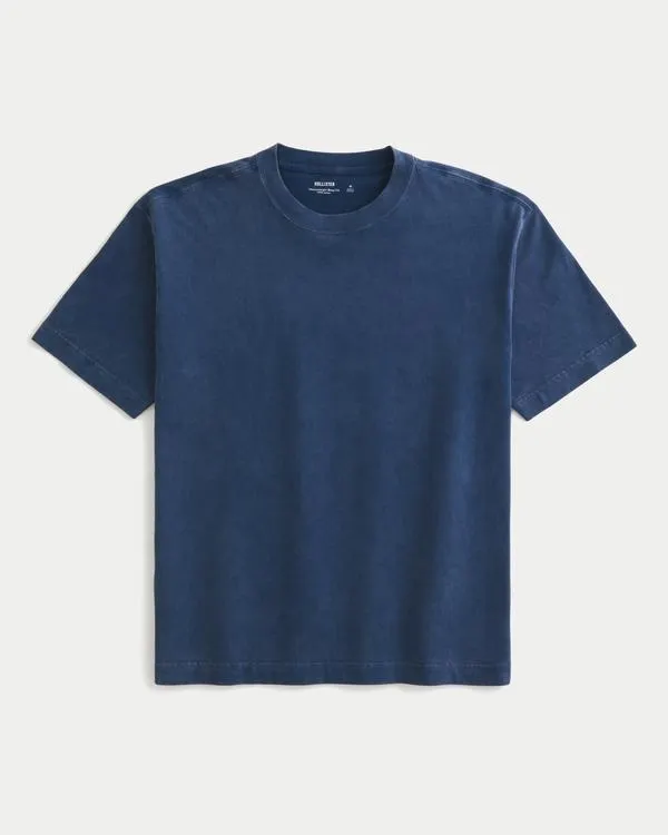 Boxy Heavyweight Washed Cotton Crew T-Shirt