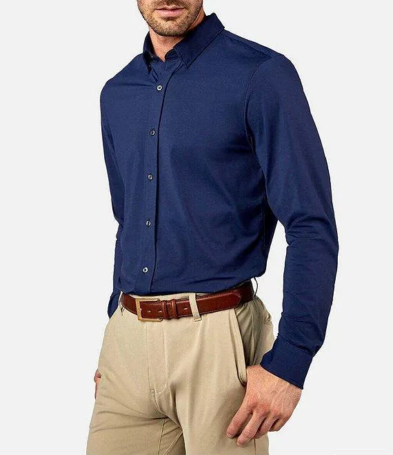 Slim Fit Solid Commuter Performance Stretch Long Sleeve Woven Shirt