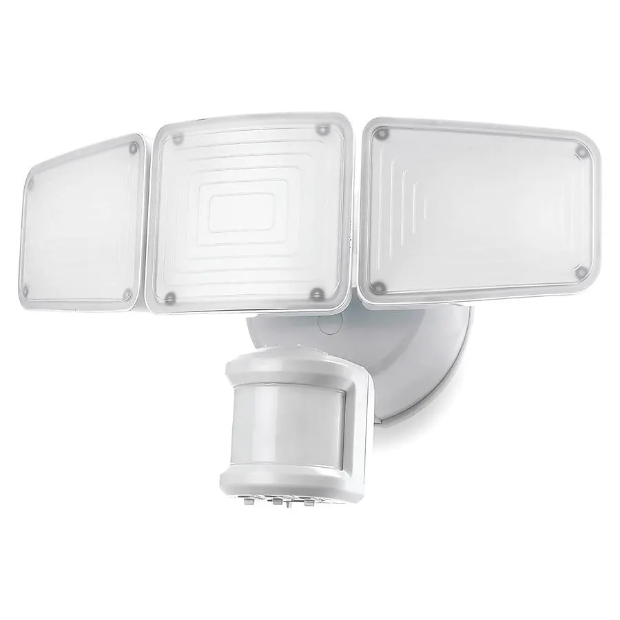 Home Zone Security 3500 -Lumens 36 -Watt White Line voltage Hardwired Smart Compatible LED Flood light Motion Sensor