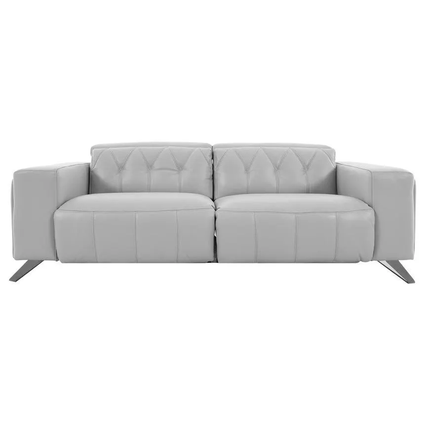 Anchi Silver Leather Power Reclining Sofa