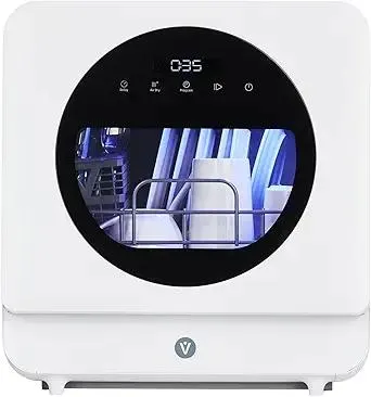 Dishwasher Countertop Compact Portable Dishwasher with 6 Washing Programs 5.3L Water Tank Hot Air-Dry Function 24H Delayed Start Function LED Light