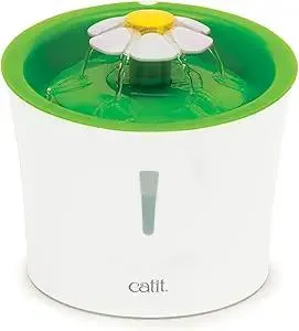 Catit Flower Fountain with Triple Action Filter, Cat Drinking Water Fountain, 3 L, Green