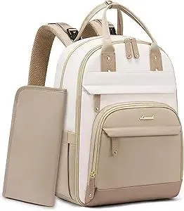 LOVEVOOK Diaper Bag Backpack, Baby Bag with Changing Pad, Large Diaper Backpack Boy Girl, Waterproof Baby Registry Bag for Mom Dad with Stroller Buckles, Beige-khaki
