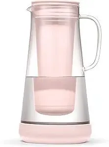 LifeStraw Home– Water Filter Pitcher, 7-Cup, Glass with Silicone Base, Pink Bubble, for Everyday Protection Against Bacteria, Parasites, Microplastics, Lead, Mercury, PFAS and a Variety of Chemicals