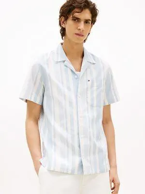 Relaxed Fit Stripe Camp Shirt